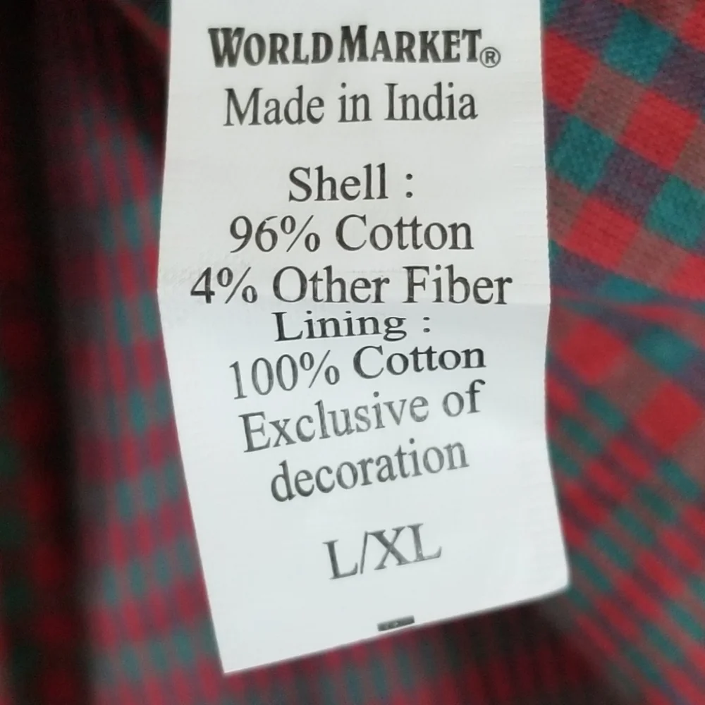 World Market Boho Checker Print Plaid Balloon Sleeve Blouse Size L/XL - Picture 8 of 8